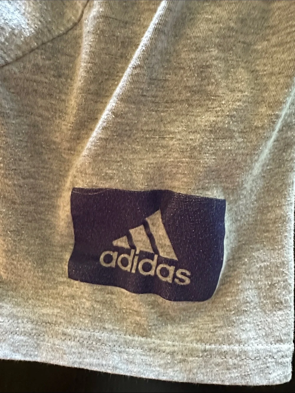 adidas Gray Short Sleeve T-Shirt with Purple Huskies Soccer Graphic